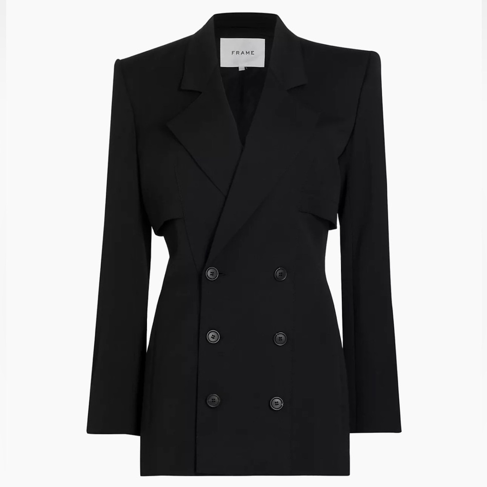 Frame Denim Women's Black Double-Breasted Blazer